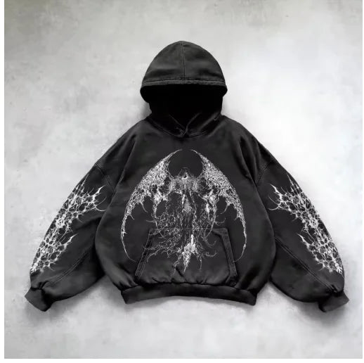 ℭ𝔥𝔯𝔬𝔪𝔢 𝔠𝔯𝔬𝔰𝔰 Urban Vibe Hooded Y2K Streetwear Sweatshirt