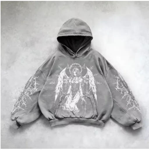 ℭ𝔥𝔯𝔬𝔪𝔢 𝔠𝔯𝔬𝔰𝔰 Urban Vibe Hooded Y2K Streetwear Sweatshirt