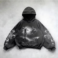 ℭ𝔥𝔯𝔬𝔪𝔢 𝔠𝔯𝔬𝔰𝔰 Urban Vibe Hooded Y2K Streetwear Sweatshirt