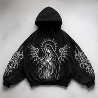 ℭ𝔥𝔯𝔬𝔪𝔢 𝔠𝔯𝔬𝔰𝔰 Urban Vibe Hooded Y2K Streetwear Sweatshirt
