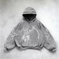 ℭ𝔥𝔯𝔬𝔪𝔢 𝔠𝔯𝔬𝔰𝔰 Urban Vibe Hooded Y2K Streetwear Sweatshirt