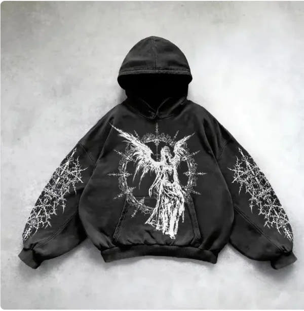ℭ𝔥𝔯𝔬𝔪𝔢 𝔠𝔯𝔬𝔰𝔰 Urban Vibe Hooded Y2K Streetwear Sweatshirt