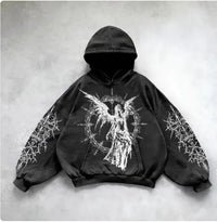ℭ𝔥𝔯𝔬𝔪𝔢 𝔠𝔯𝔬𝔰𝔰 Urban Vibe Hooded Y2K Streetwear Sweatshirt