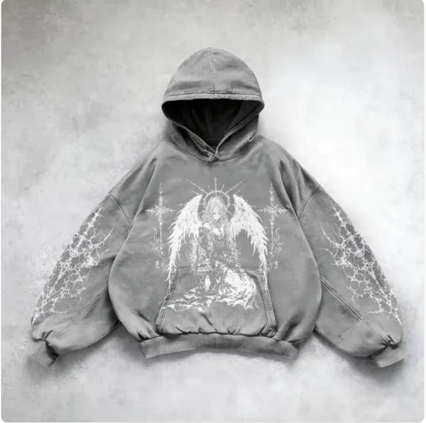 ℭ𝔥𝔯𝔬𝔪𝔢 𝔠𝔯𝔬𝔰𝔰 Urban Vibe Hooded Y2K Streetwear Sweatshirt