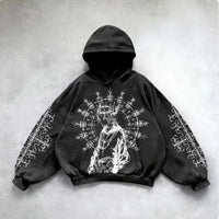 ℭ𝔥𝔯𝔬𝔪𝔢 𝔠𝔯𝔬𝔰𝔰 Urban Vibe Hooded Y2K Streetwear Sweatshirt