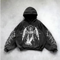 ℭ𝔥𝔯𝔬𝔪𝔢 𝔠𝔯𝔬𝔰𝔰 Urban Vibe Hooded Y2K Streetwear Sweatshirt
