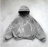 ℭ𝔥𝔯𝔬𝔪𝔢 𝔠𝔯𝔬𝔰𝔰 Urban Vibe Hooded Y2K Streetwear Sweatshirt