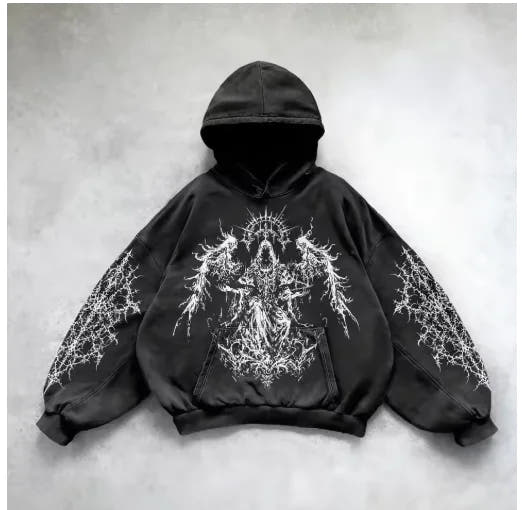 ℭ𝔥𝔯𝔬𝔪𝔢 𝔠𝔯𝔬𝔰𝔰 Urban Vibe Hooded Y2K Streetwear Sweatshirt