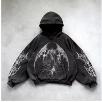 ℭ𝔥𝔯𝔬𝔪𝔢 𝔠𝔯𝔬𝔰𝔰 Urban Vibe Hooded Y2K Streetwear Sweatshirt