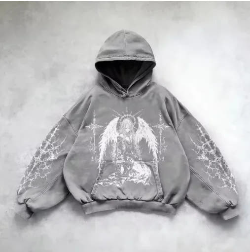 ℭ𝔥𝔯𝔬𝔪𝔢 𝔠𝔯𝔬𝔰𝔰 Urban Vibe Hooded Y2K Streetwear Sweatshirt