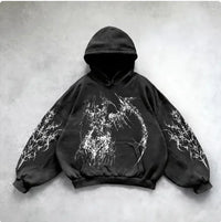 ℭ𝔥𝔯𝔬𝔪𝔢 𝔠𝔯𝔬𝔰𝔰 Urban Vibe Hooded Y2K Streetwear Sweatshirt