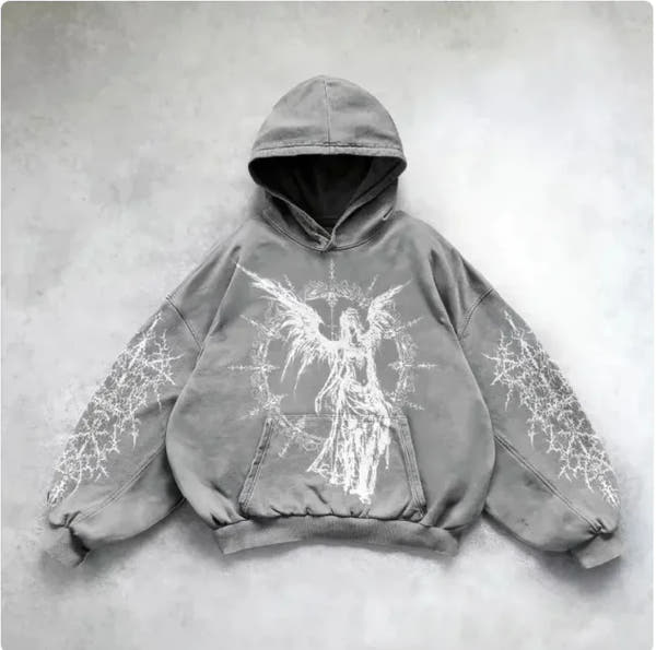 ℭ𝔥𝔯𝔬𝔪𝔢 𝔠𝔯𝔬𝔰𝔰 Urban Vibe Hooded Y2K Streetwear Sweatshirt